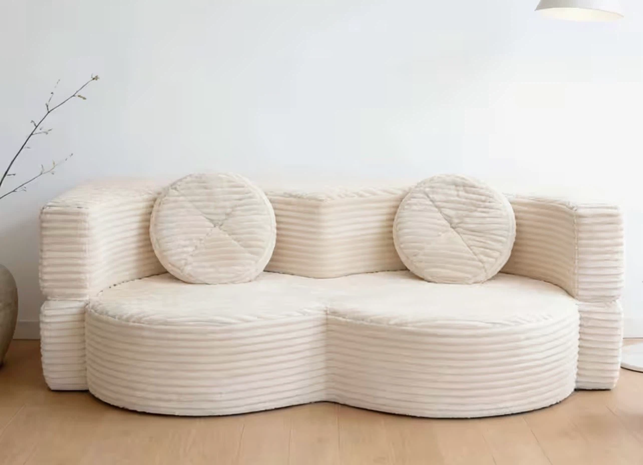 Cream Upholstered Loveseat Sofa