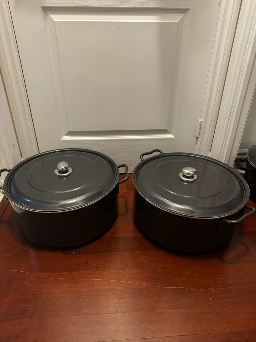 Set of 2 Large Grey Roasting Pots with Lids