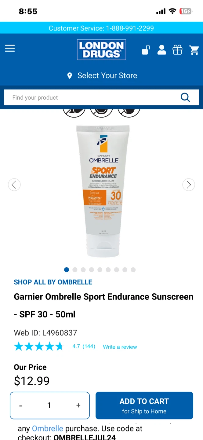 Garnier Ombrelle sunscreen SPF 30 (New)