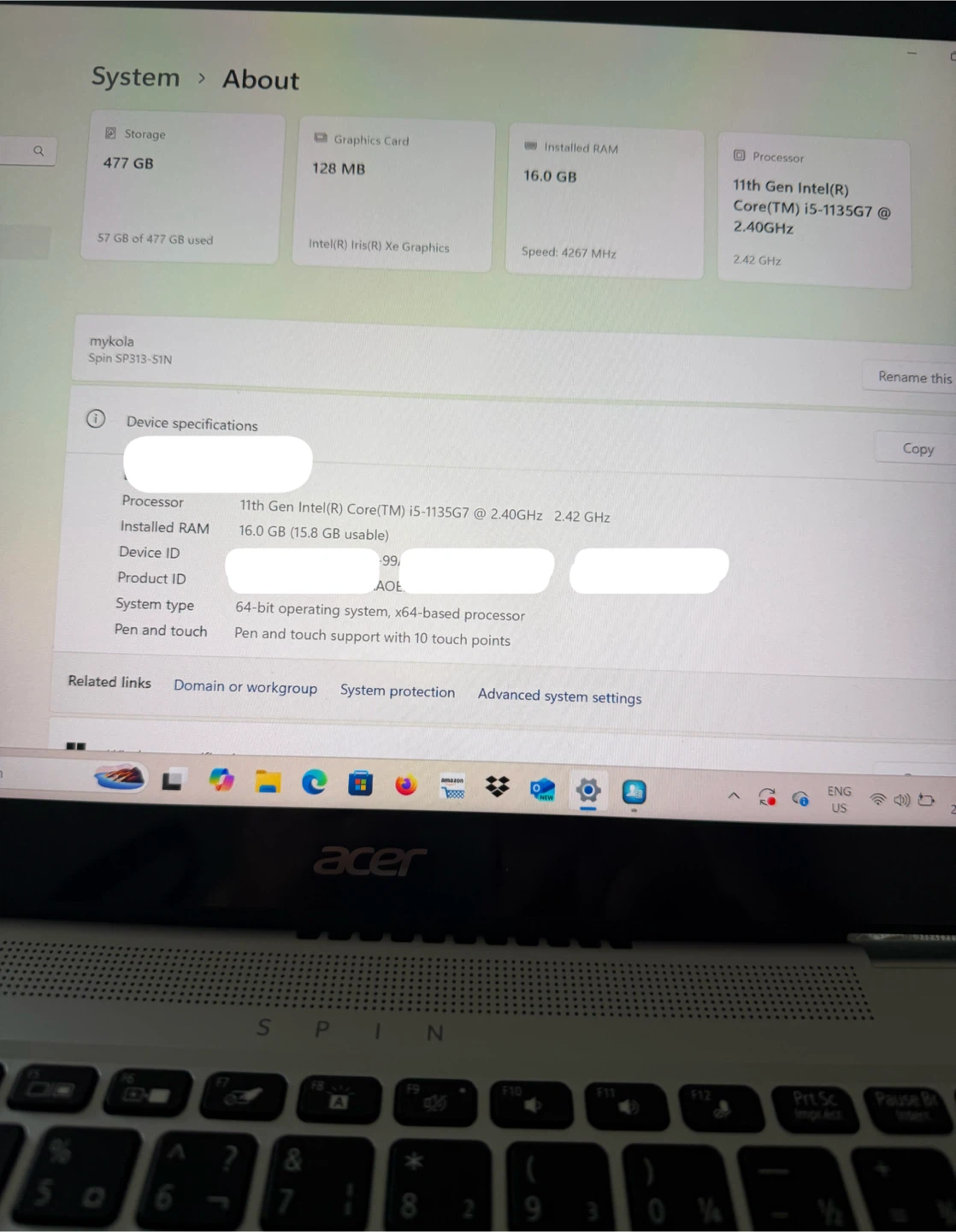 Acer Spin 3 2-in-1 Touchscreen Laptop – i5 11th Gen – 16GB RAM - photo 4