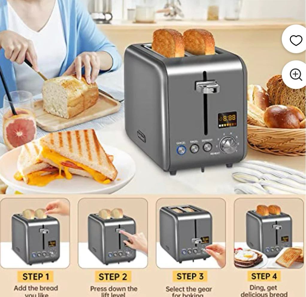 Seedeem 2 Slice Toaster with LCD Display - photo 3