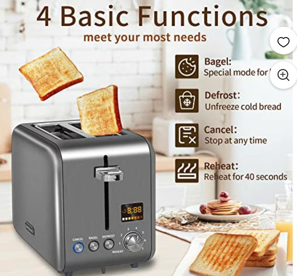 Seedeem 2 Slice Toaster with LCD Display - photo 4
