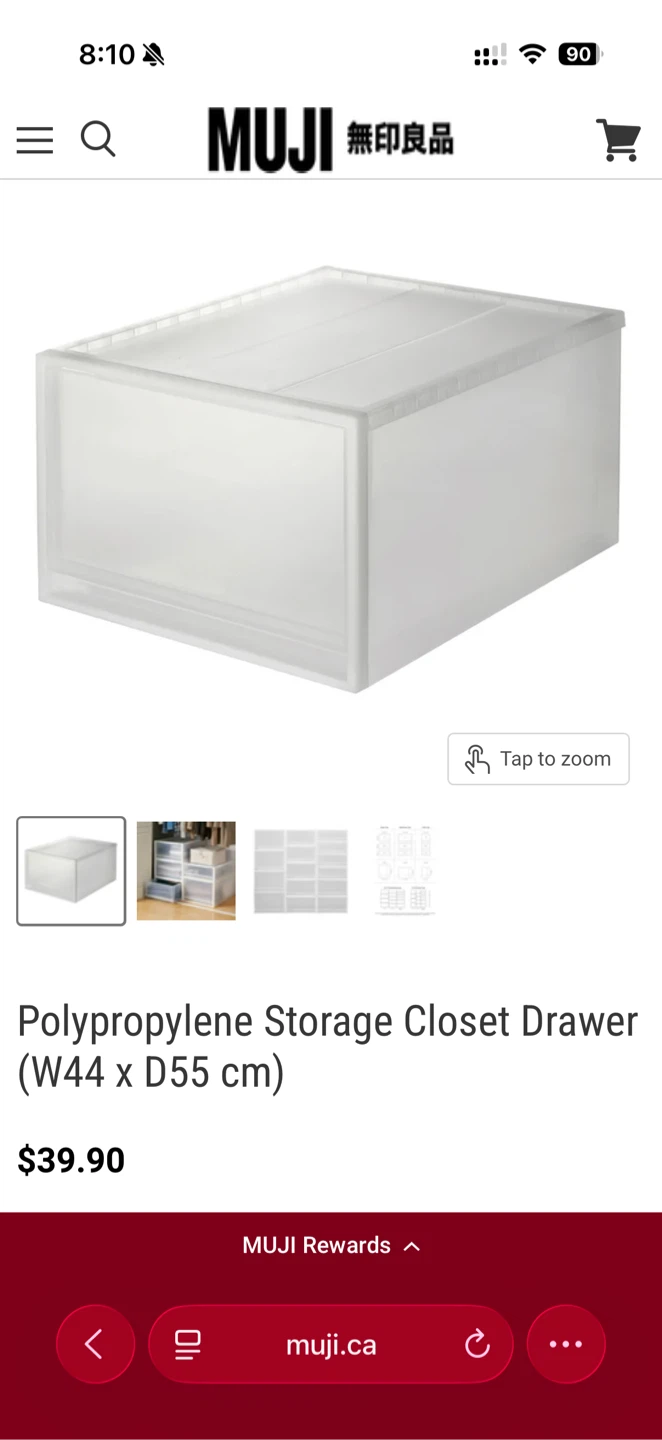 MUJI Polypropylene Storage Closet Drawer