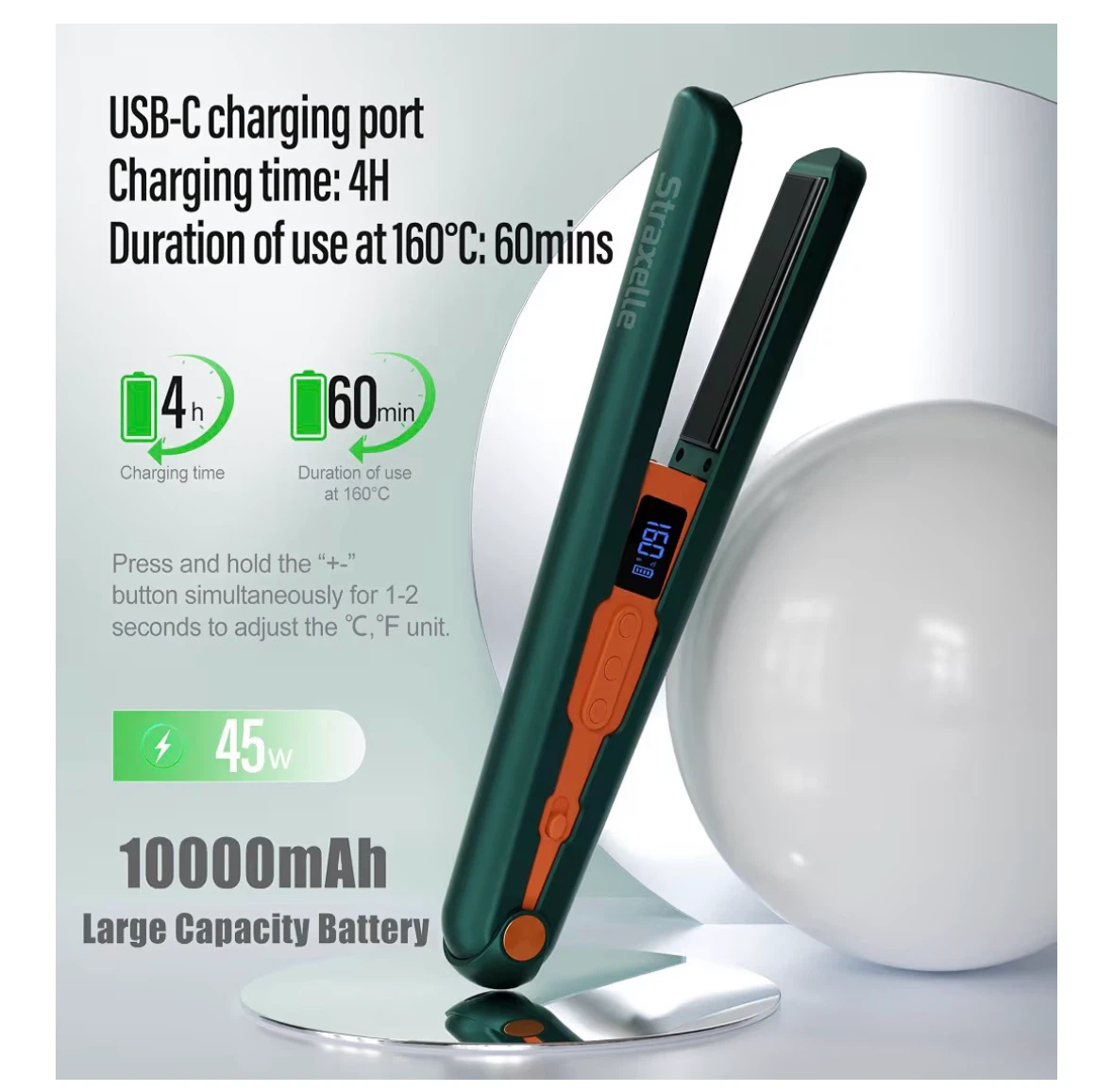 Straxelle Cordless Hair Straightener & Curling Iron