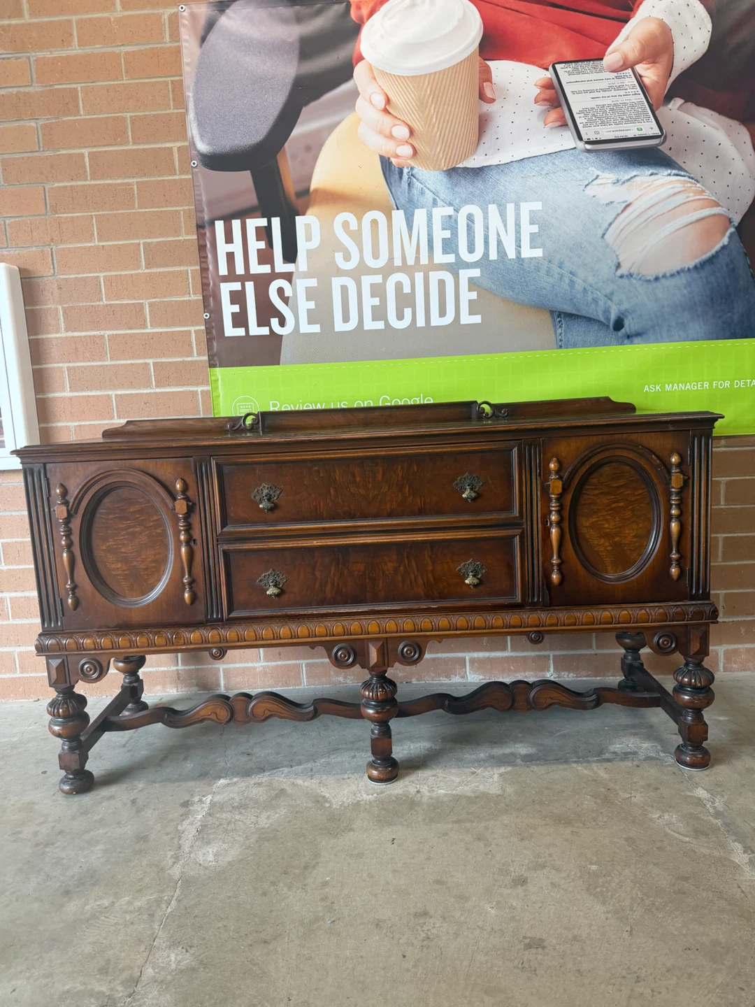 Antique Wood Sideboard Buffet