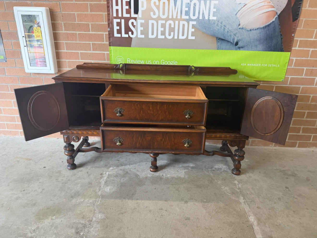 Antique Wood Sideboard Buffet - photo 2