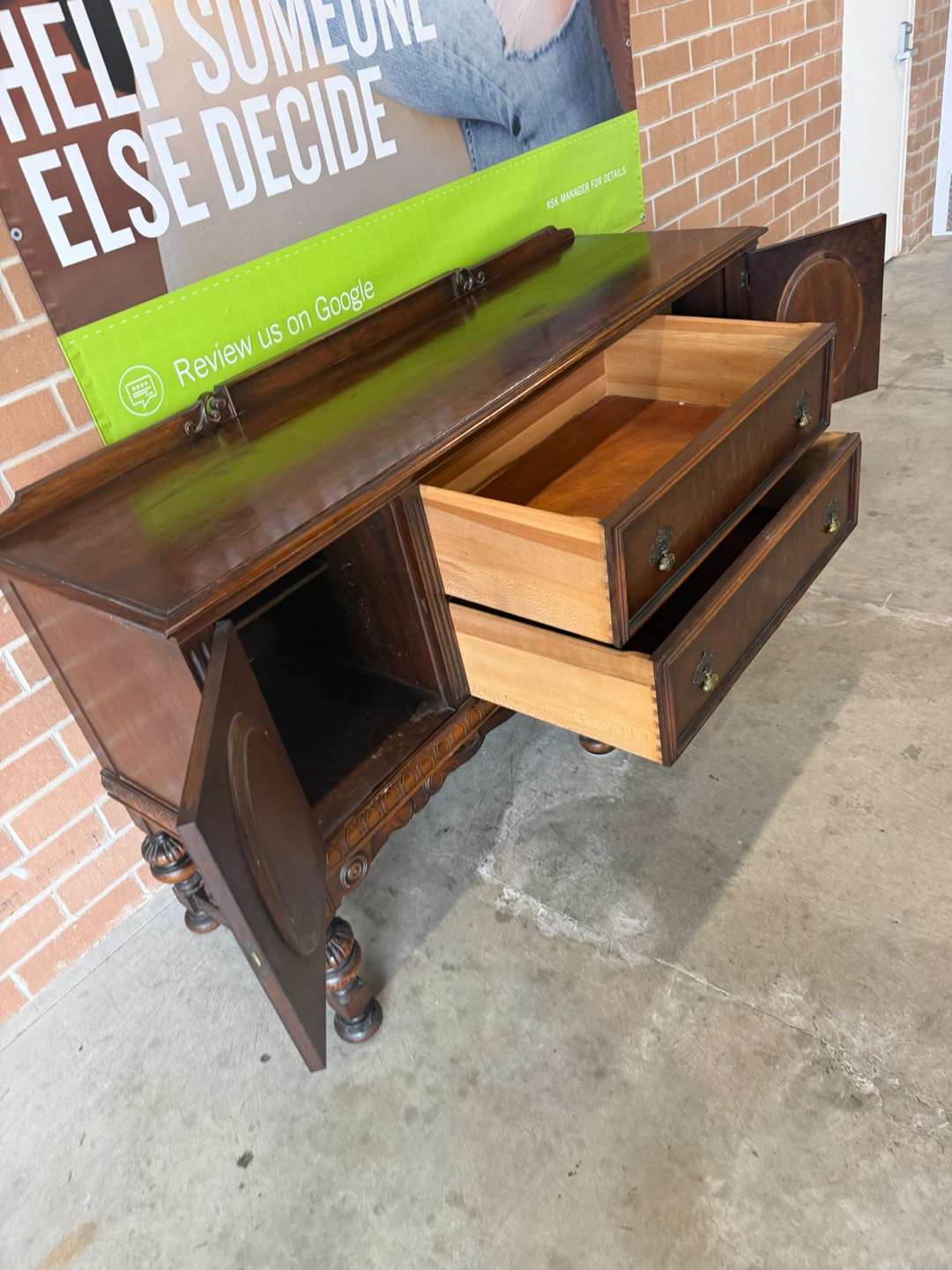 Antique Wood Sideboard Buffet - photo 3