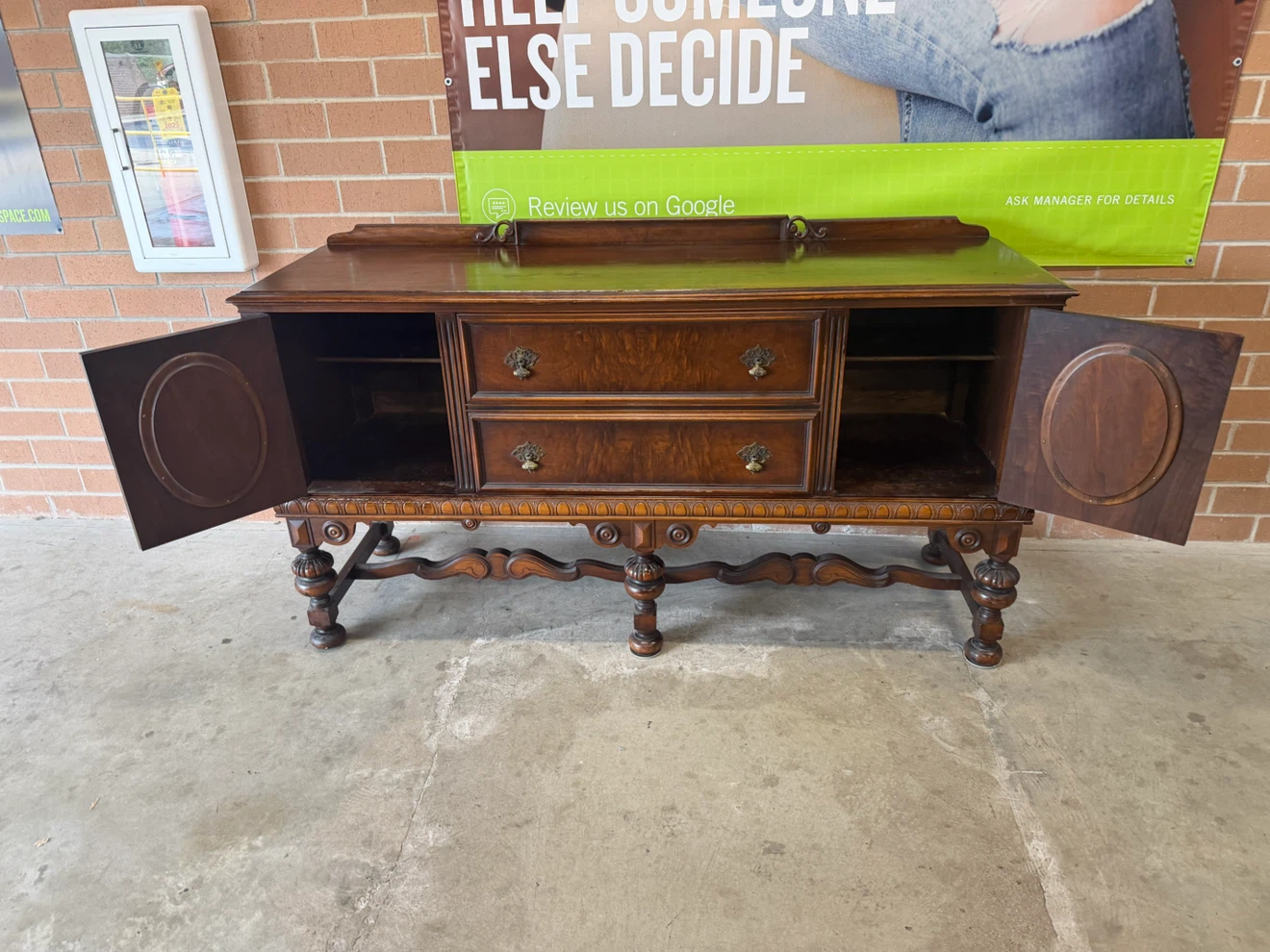 Antique Wood Sideboard Buffet - photo 4
