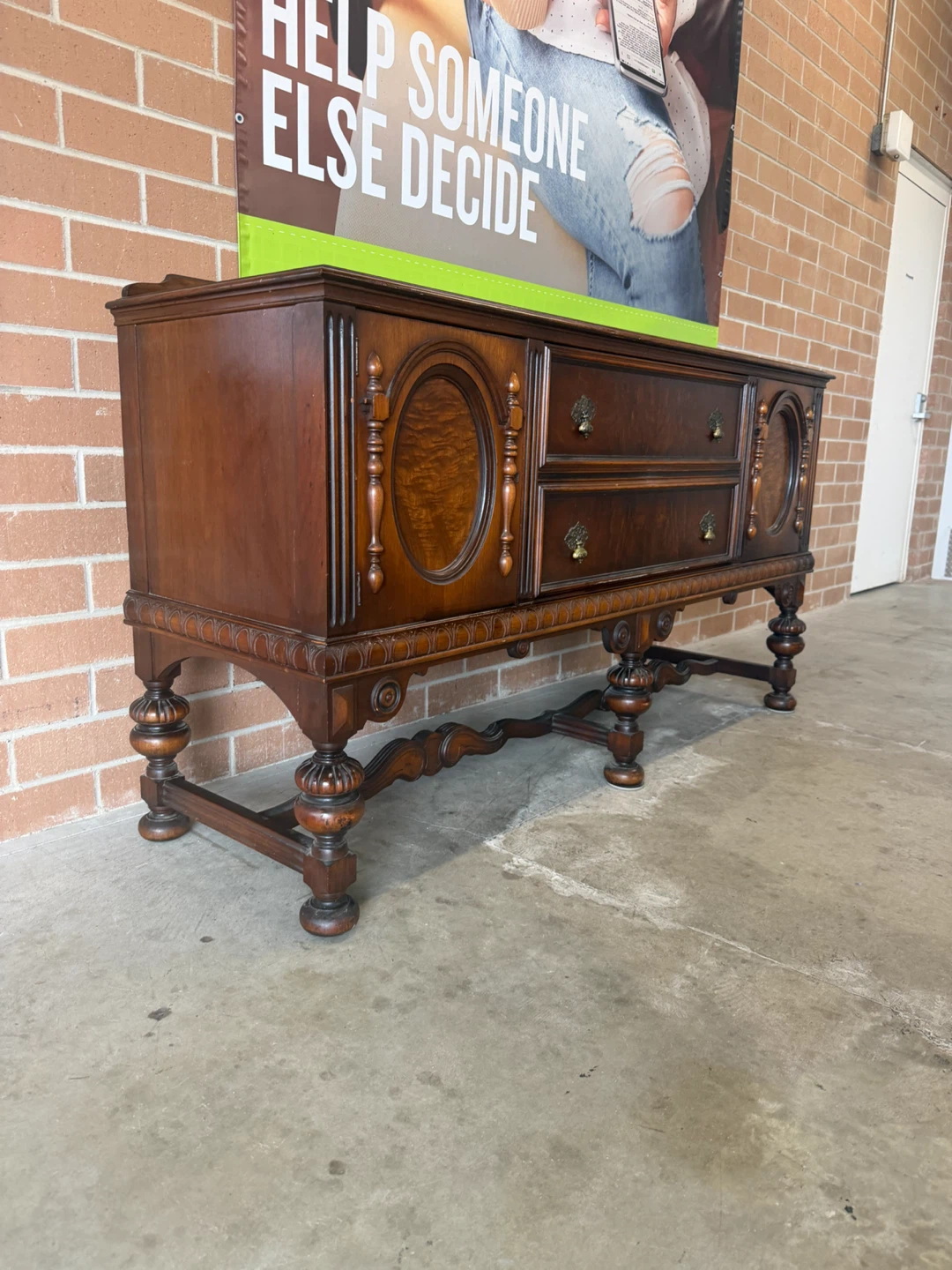 Antique Wood Sideboard Buffet - photo 5