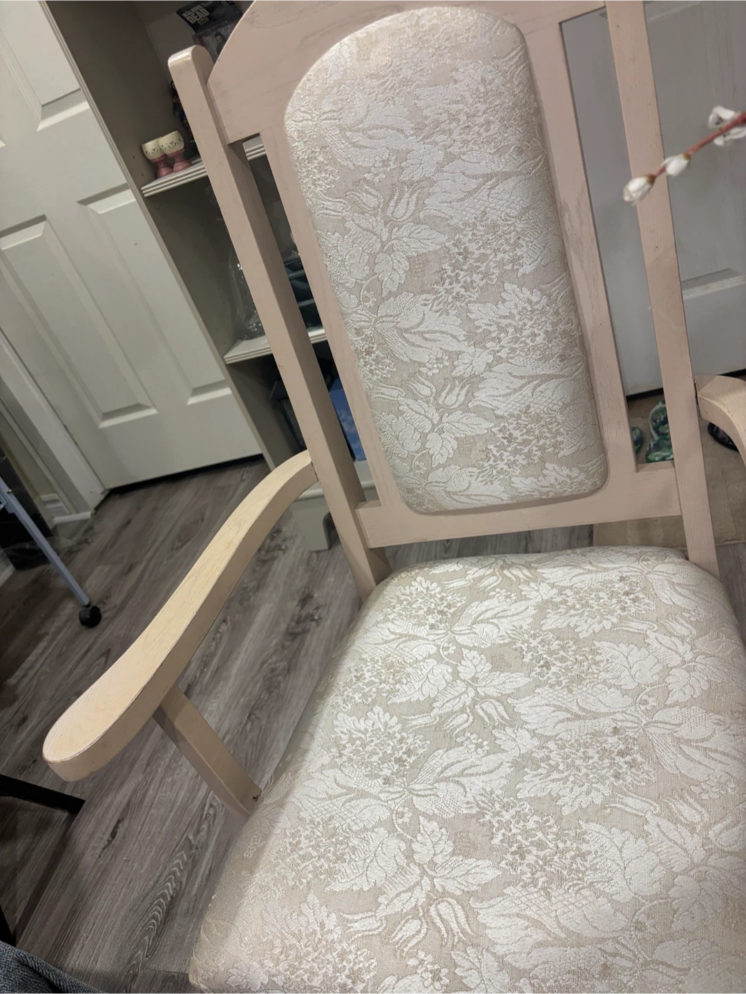 Wooden Accent Chair with Floral Upholstery - photo 3