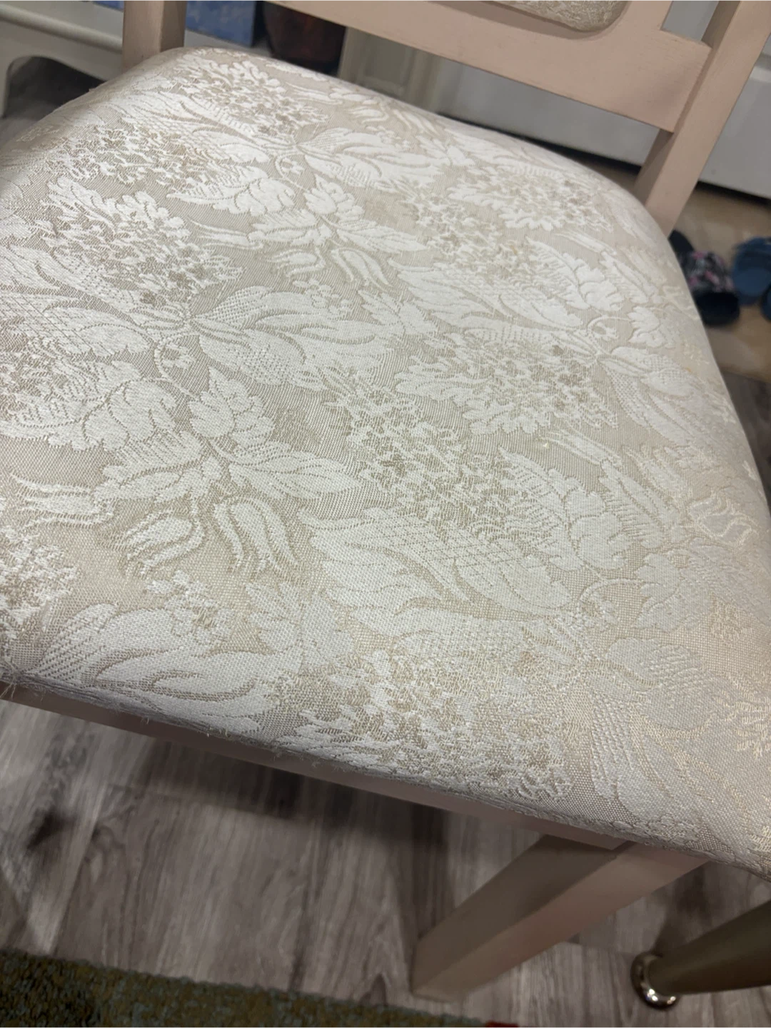 Wooden Accent Chair with Floral Upholstery - photo 5