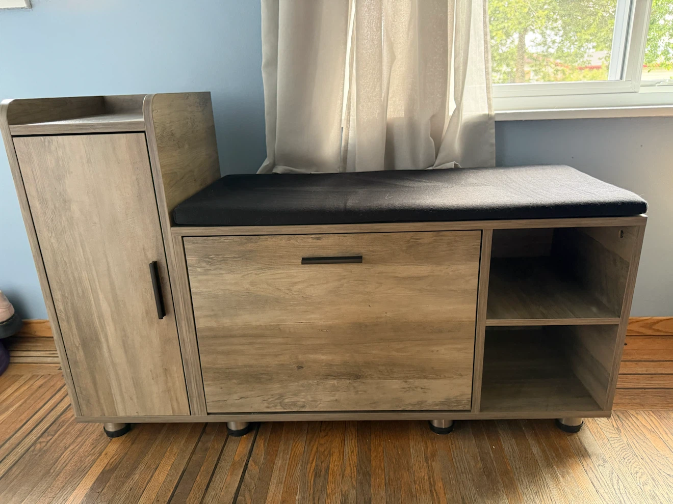 Grey Shoe Storage Bench With Flip Drawer Shoe Cabinet