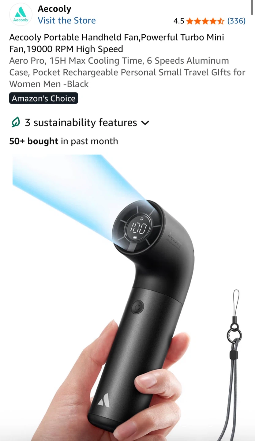 Aecooly Portable Handheld Fan