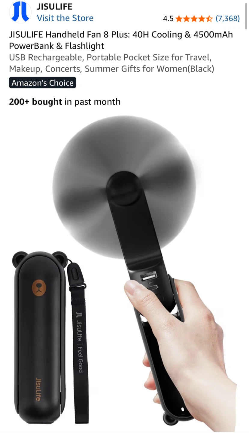 JisuLife Handheld Fan 8 Plus Portable Power Bank & Flashlight - photo 2