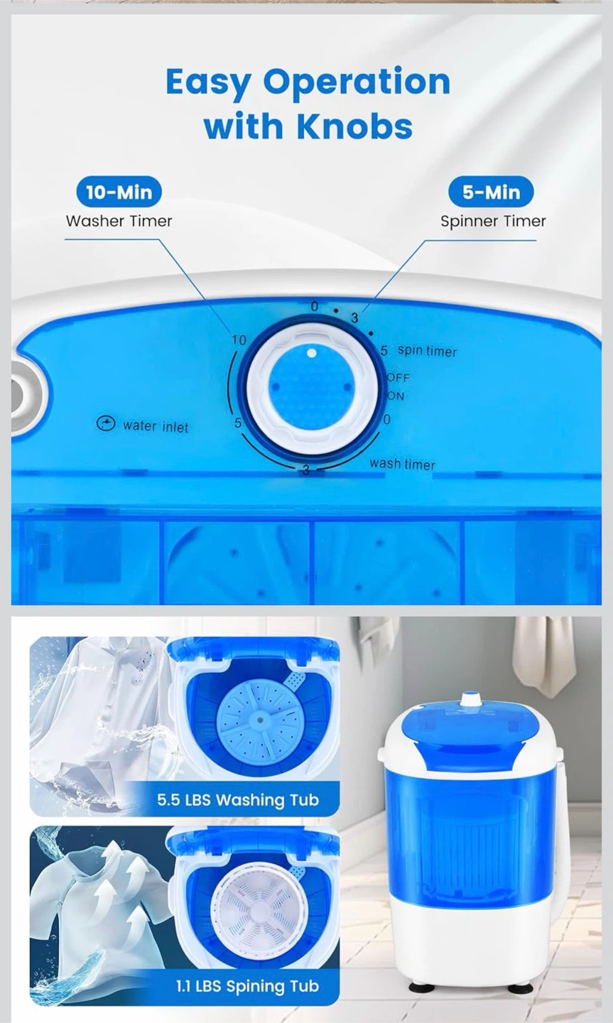 COSTWAY Portable Mini Washing Machine + Spin Dryer - photo 5