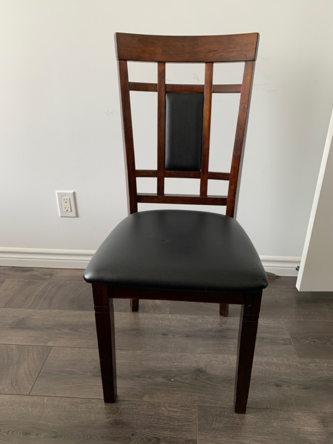 Dining Chair set of 6 - Dark Wood with Black Seat
