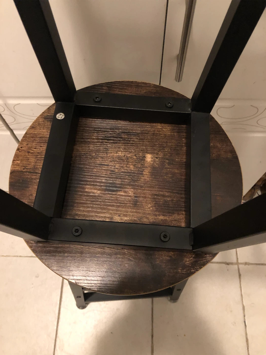 Set of 2 Bar Stools - Wood Seat & Metal Frame - photo 3