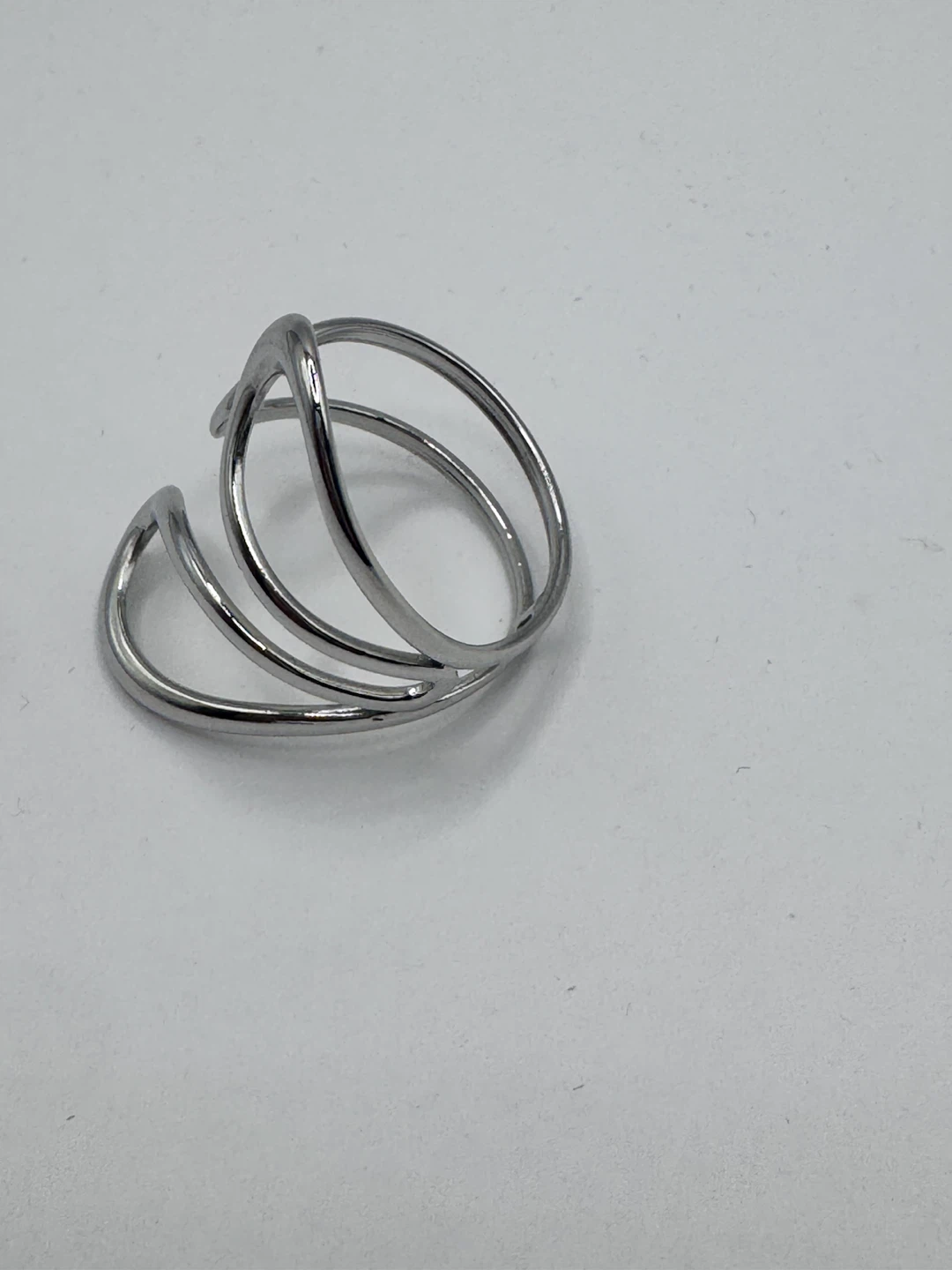 Silver abstract wire ring - photo 3