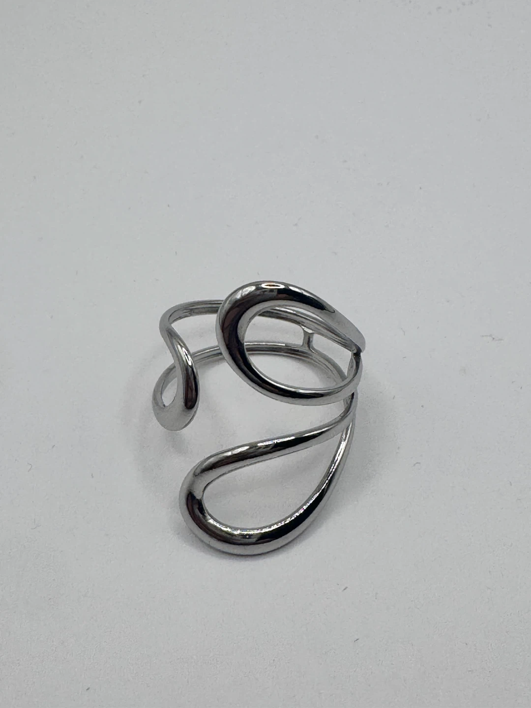 Silver abstract wire ring - photo 4