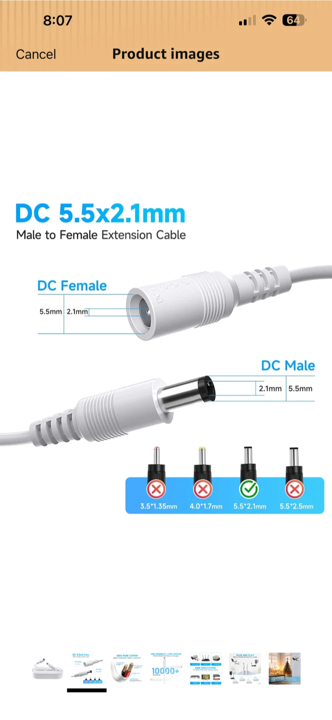 ANLINK 33ft DC Power Extension Cable - photo 3