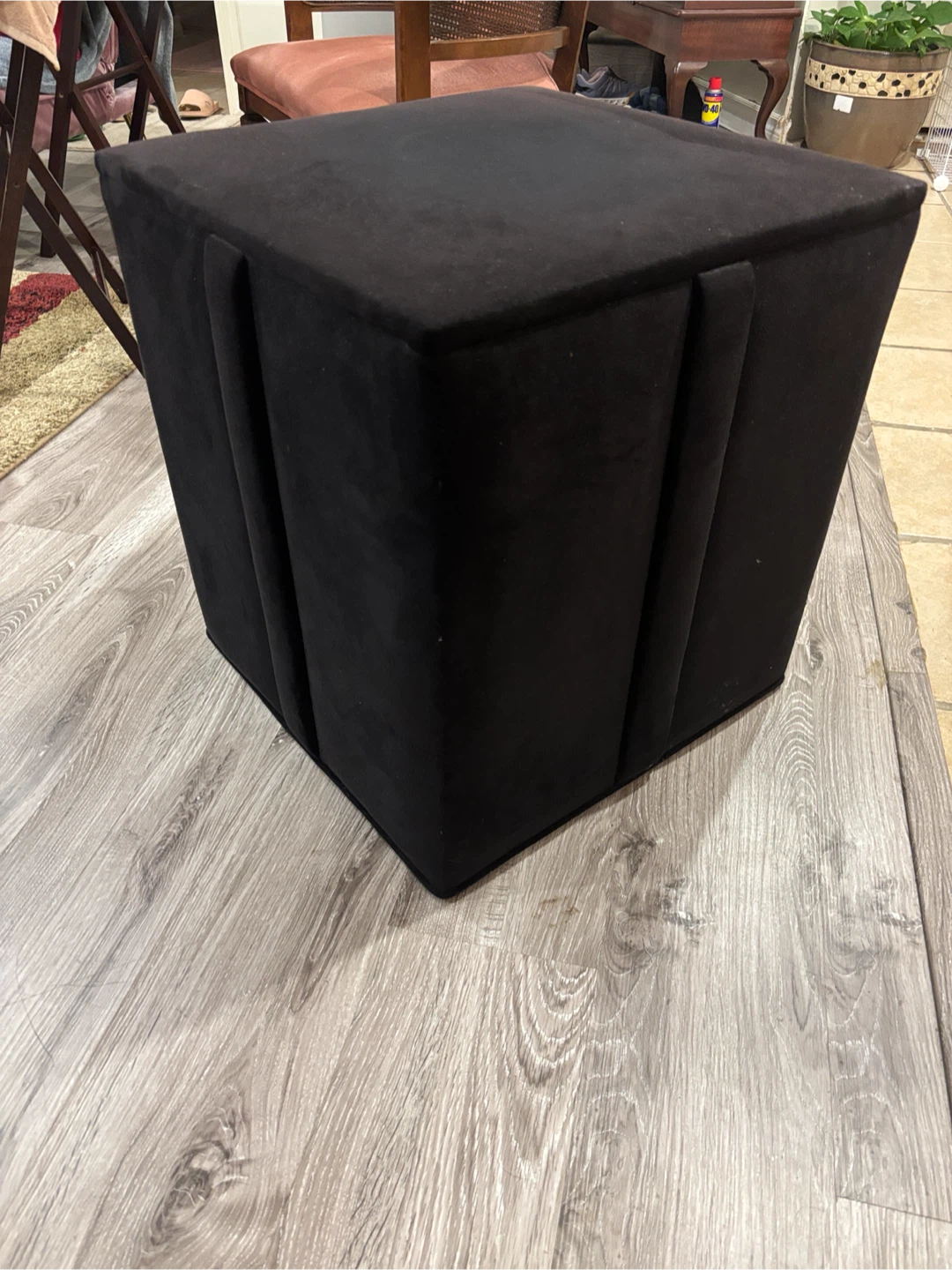 Black Velvet Ottoman Cube - photo 2
