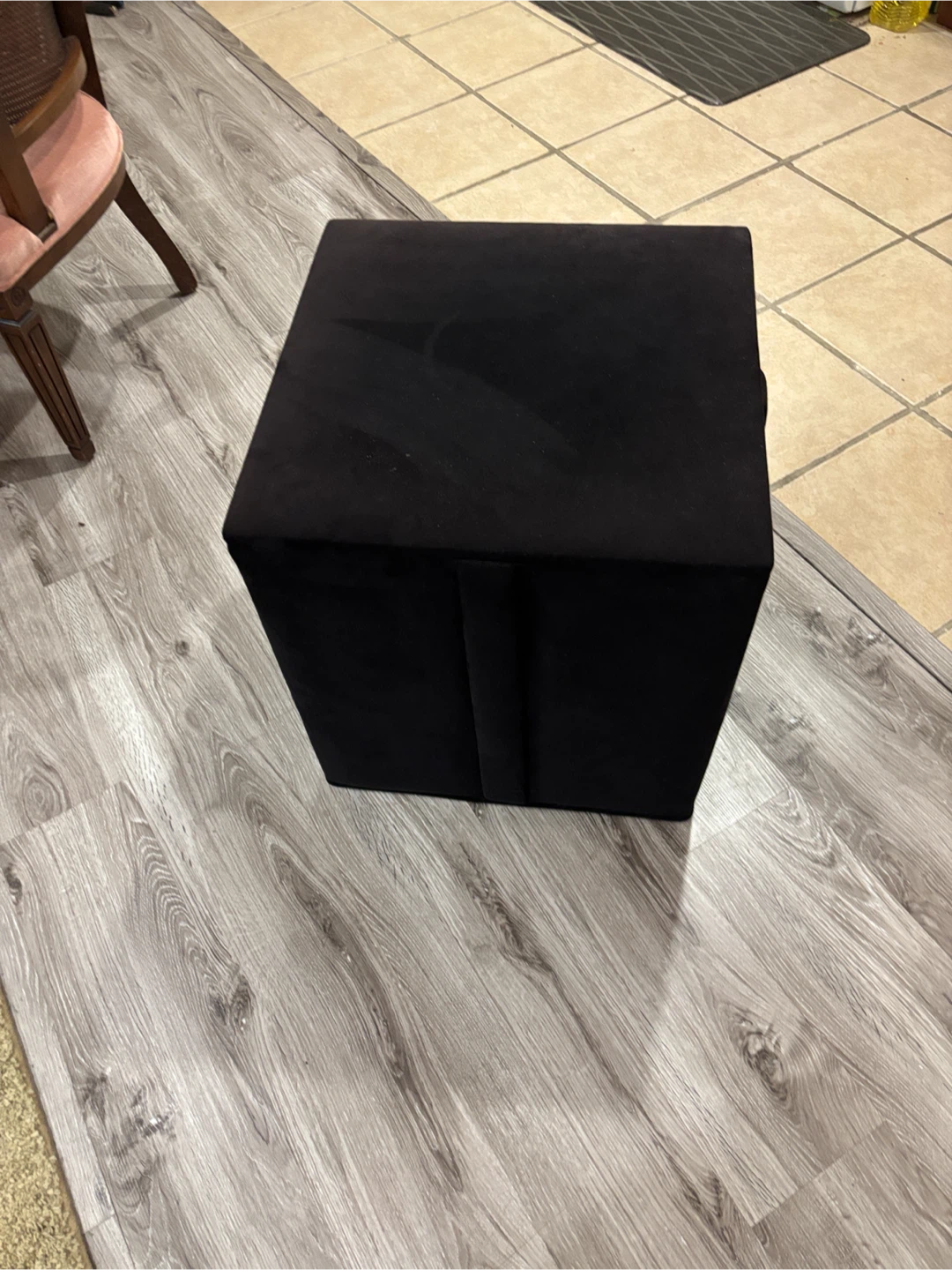 Black Velvet Ottoman Cube - photo 4