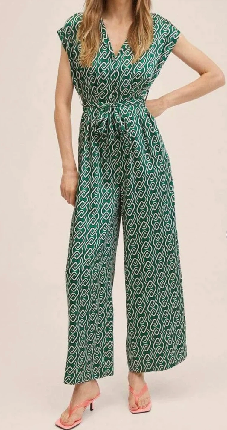 MNG Women's Green Chain Print  Jumpsuit XXS