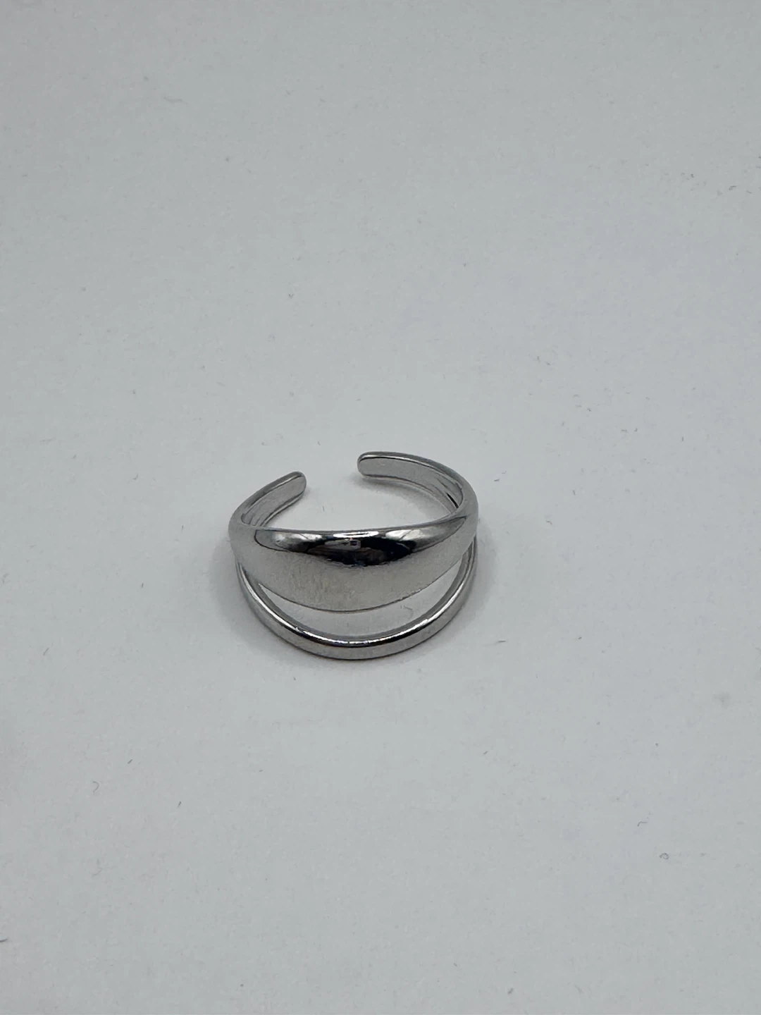 Silver Tone Crossover Ring