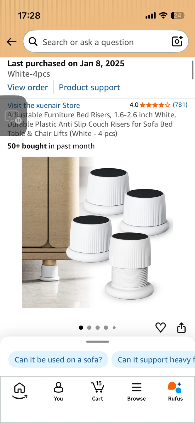 Adjustable Furniture Bed Risers - White (4 pcs) - photo 2