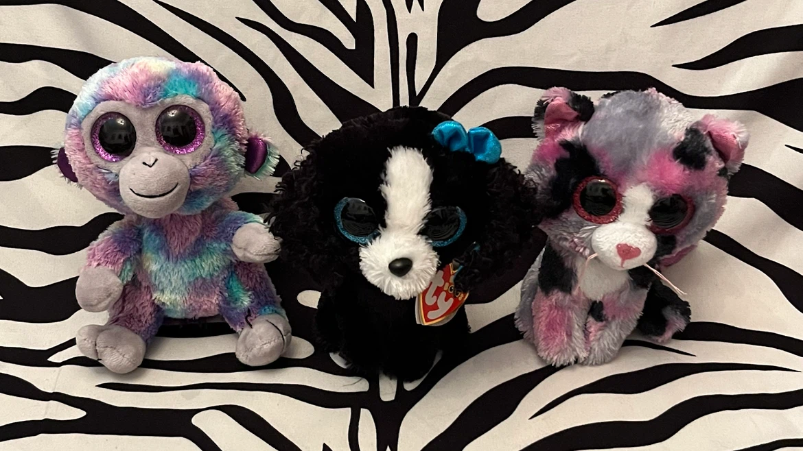 🩵 Ty Beanie Boos Lindi cat and Zuri monkey plush toy 🩵