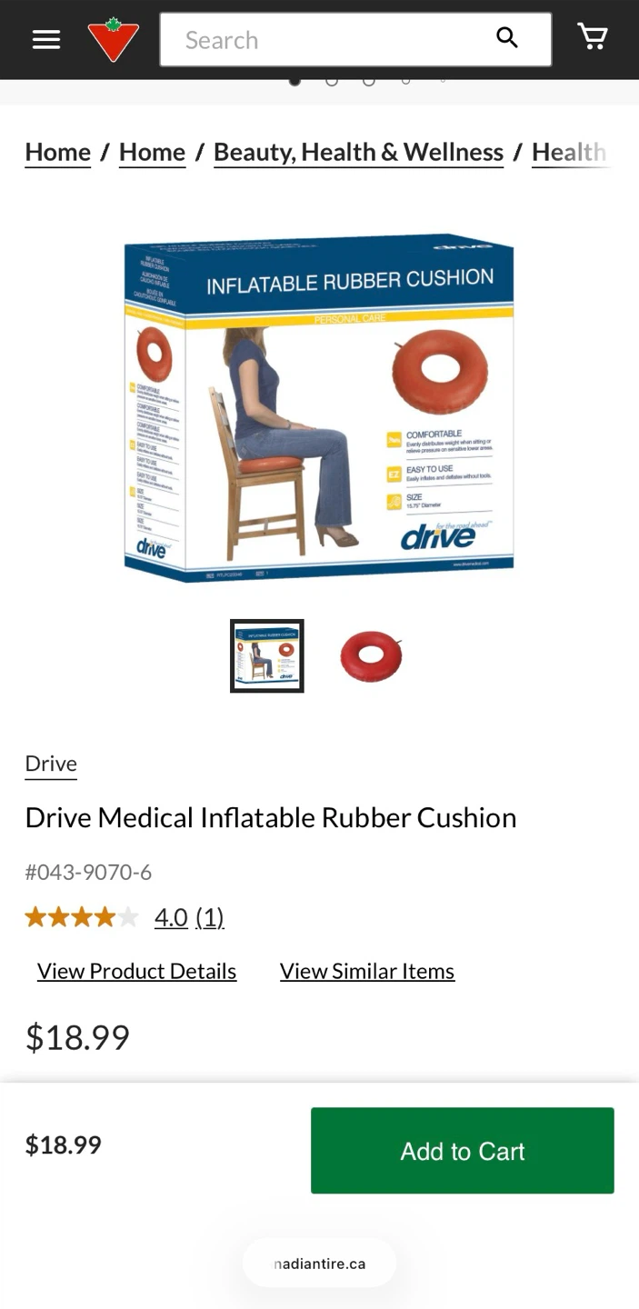 Drive Medical Inflatable Rubber Cushion - 14" - photo 3