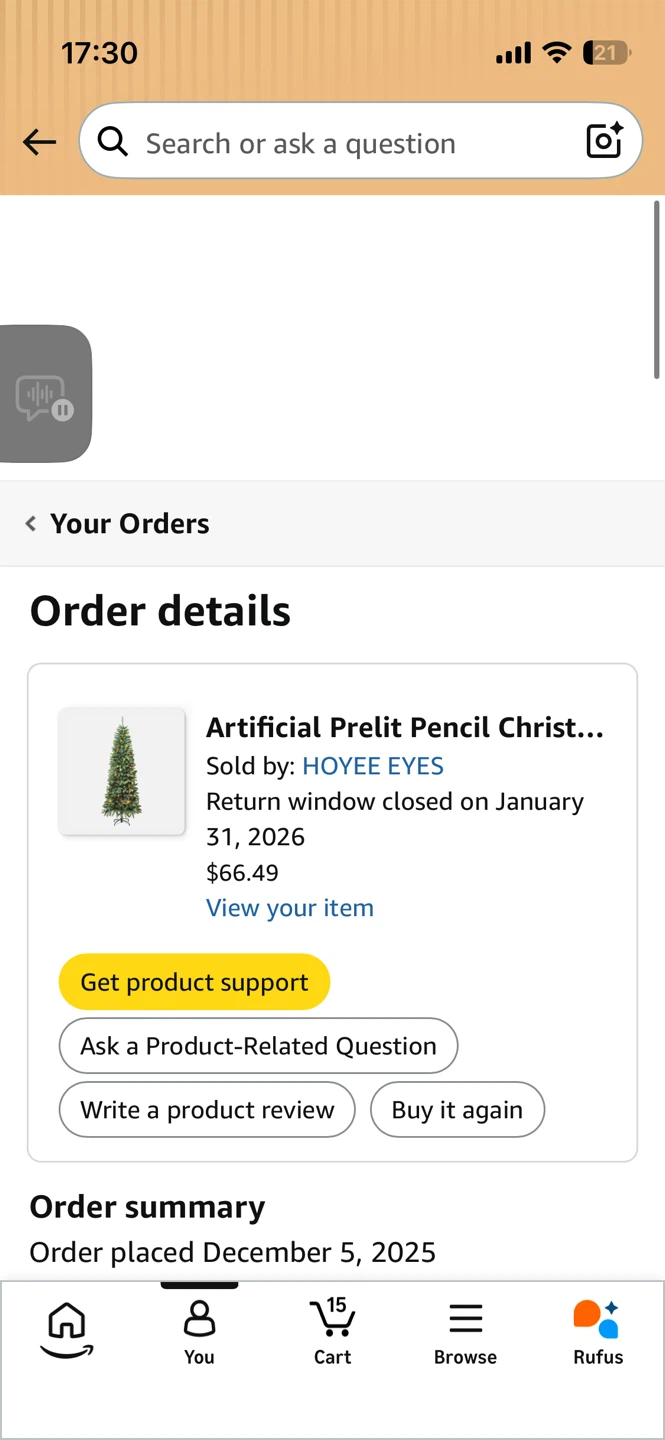 Senjie Artificial Pre-lit Pencil Christmas Tree - photo 2