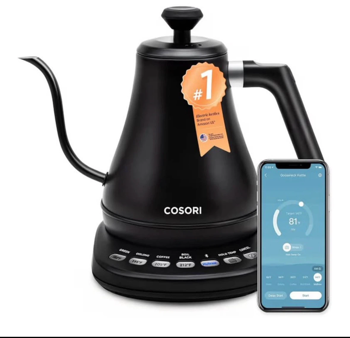 COSORI Electric Gooseneck Smart Bluetooth Kettle