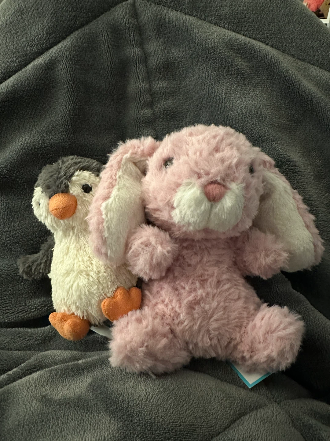Jellycat Yummy Tulip Pink Bunny and Peanut Penguin Plush