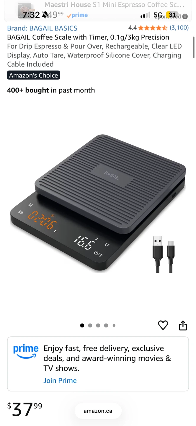 BAGAIL BASICS Coffee Scale with Timer