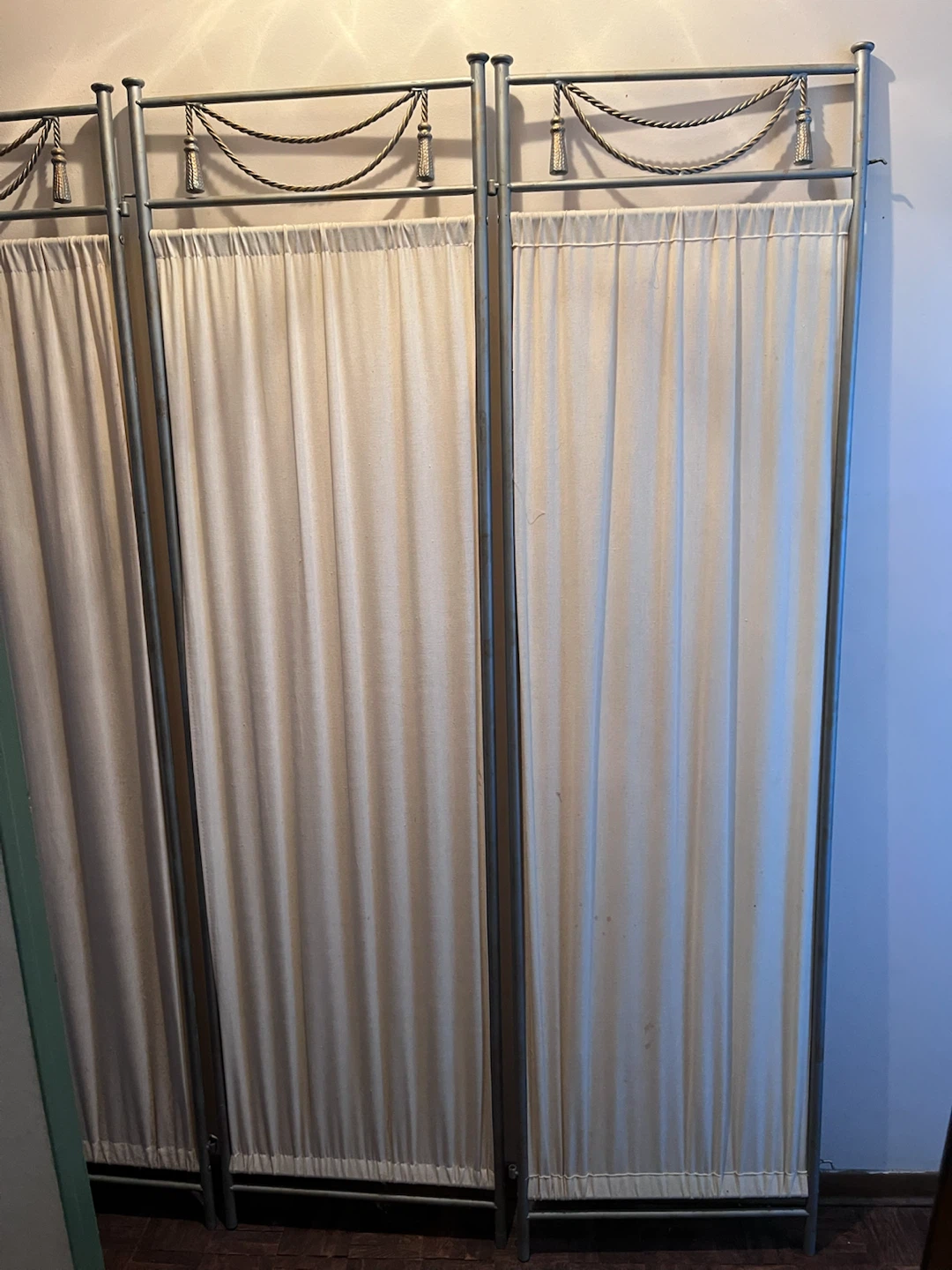 4-Panel Room Divider Screen with White Curtains - photo 2