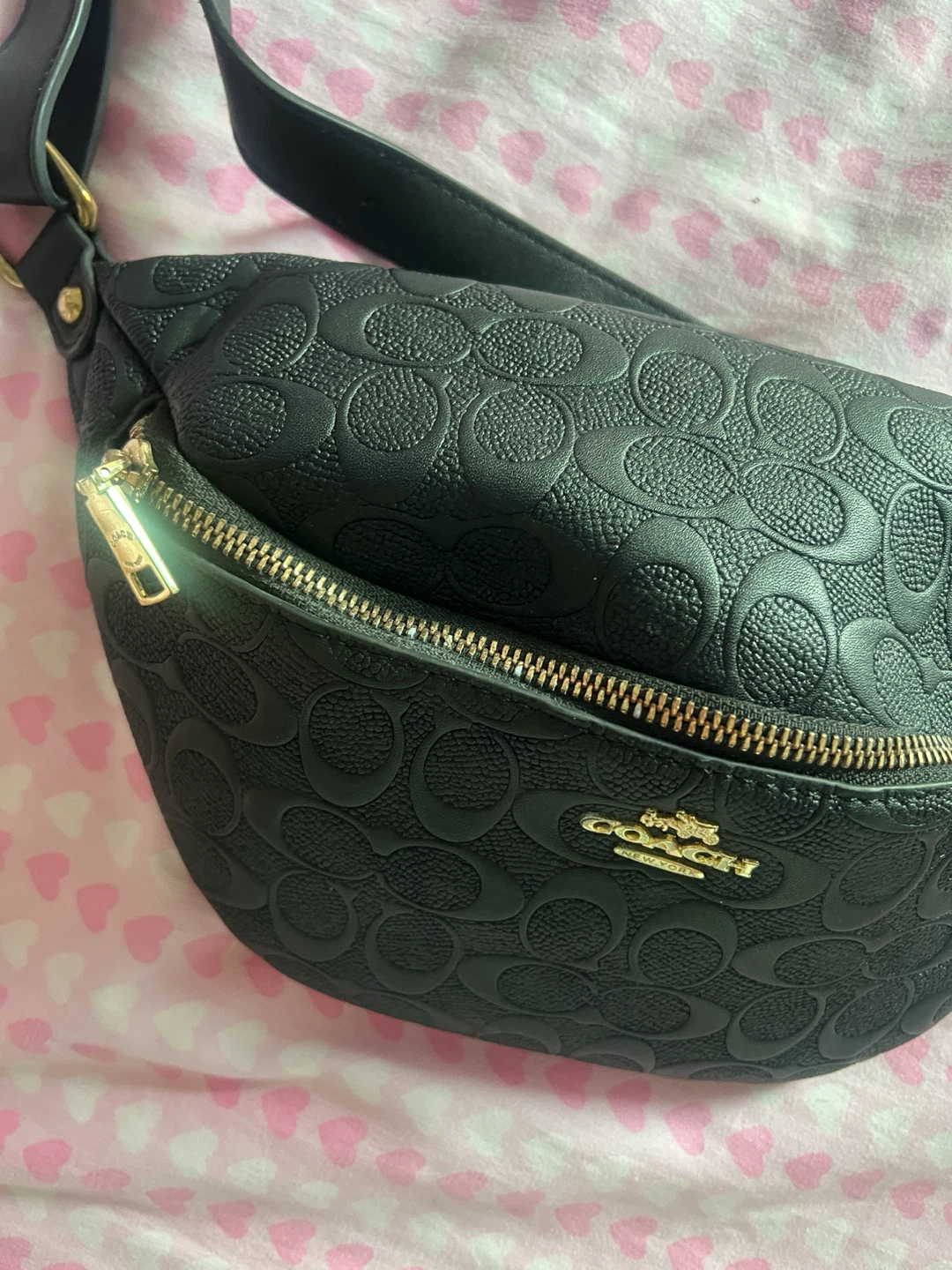 Coach Black Embossed Signature Belt Bag - photo 2