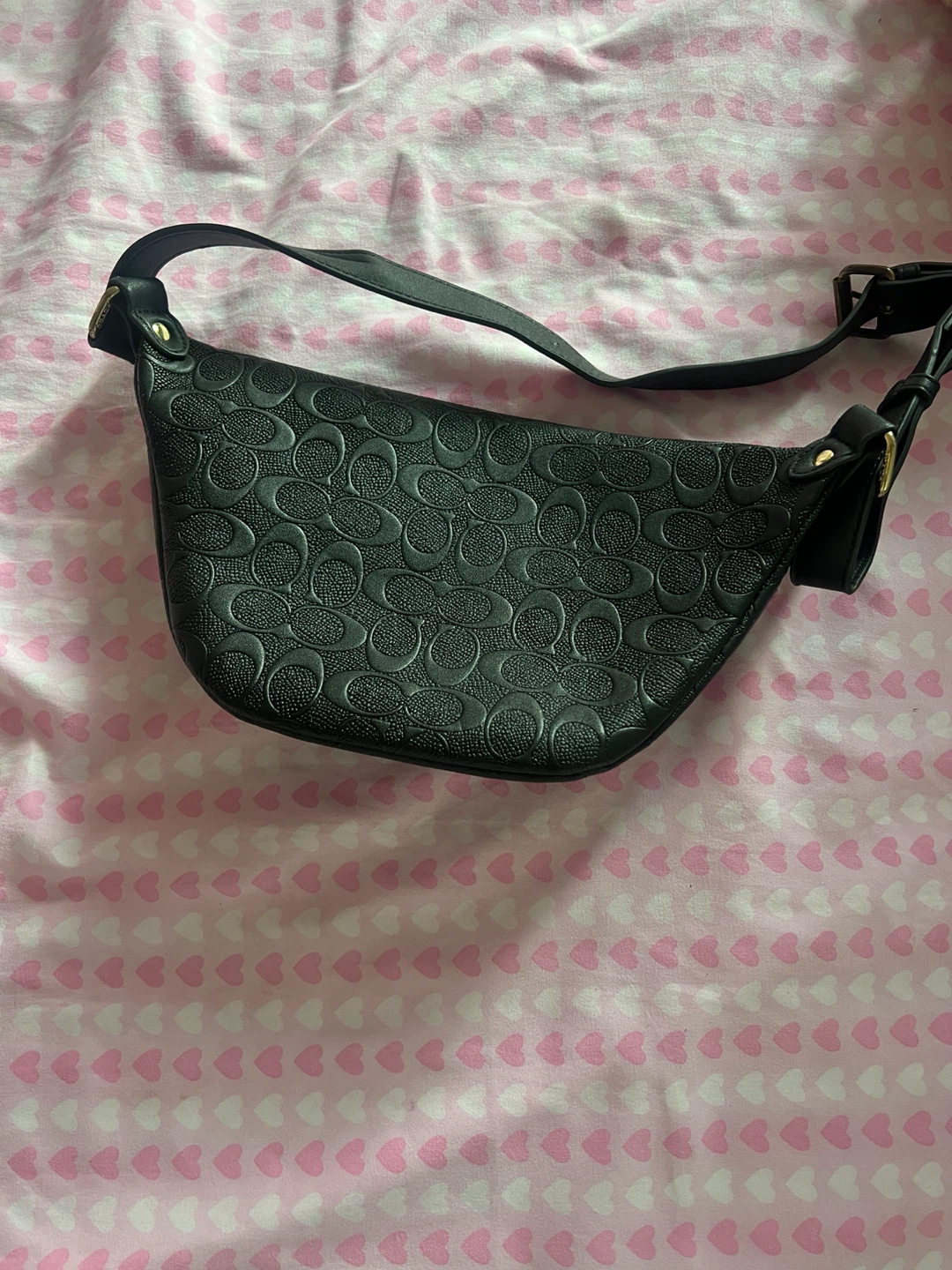 Coach Black Embossed Signature Belt Bag - photo 4