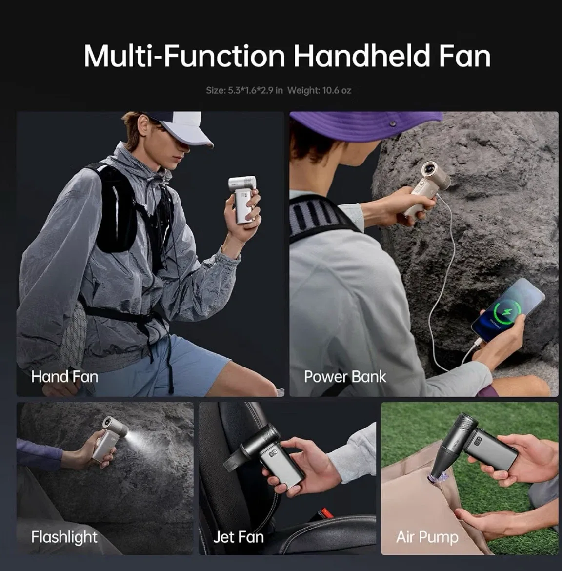 JISULIFE Portable Handheld Fan Ultra2 Grey - photo 2