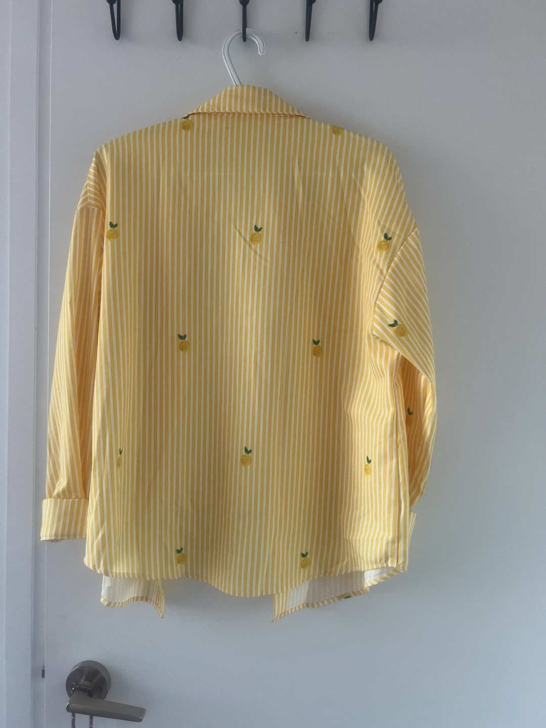 Yellow Striped Button-Up Shirt with Pineapple Print - photo 3