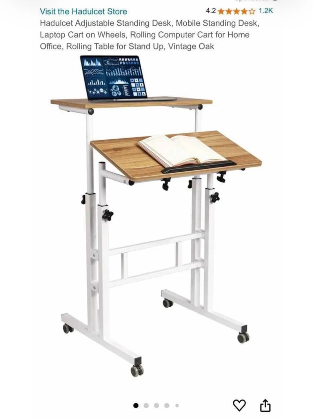 Adjustable Standing Desk Laptop Cart