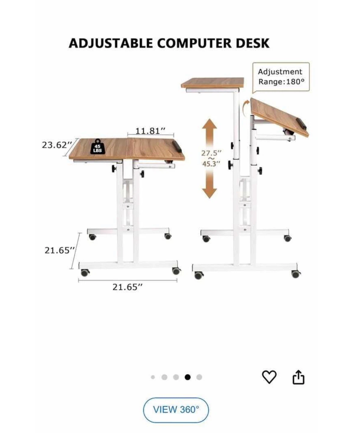 Adjustable Standing Desk Laptop Cart - photo 2