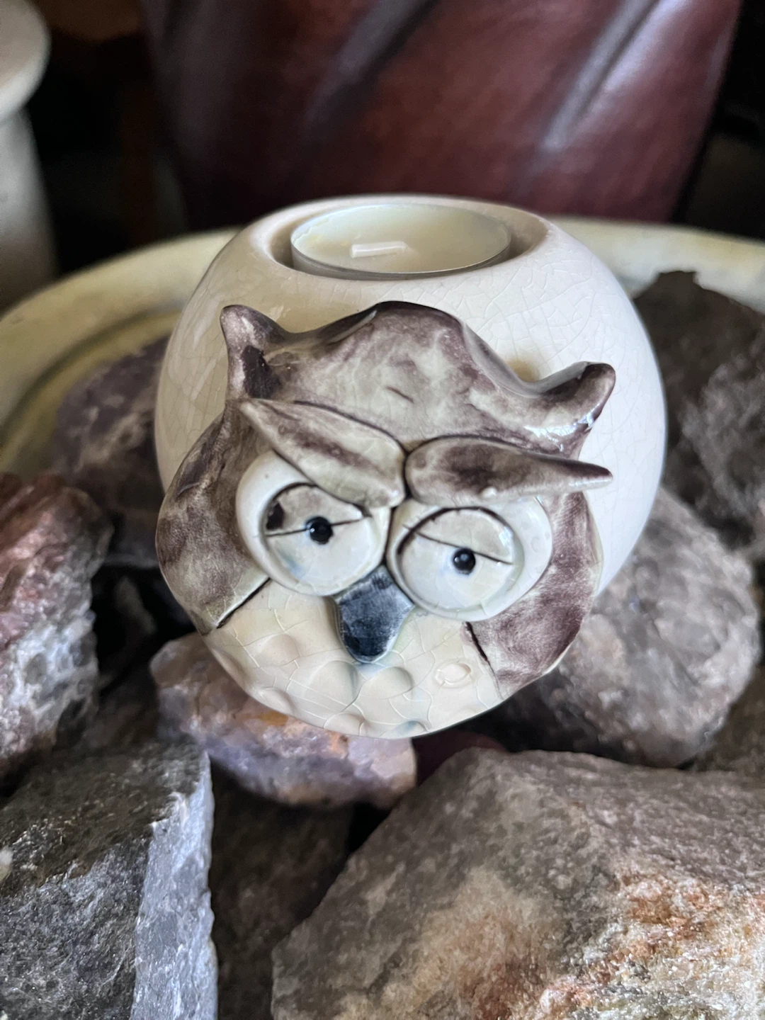 Ceramic Owl Tealight Candle Holder