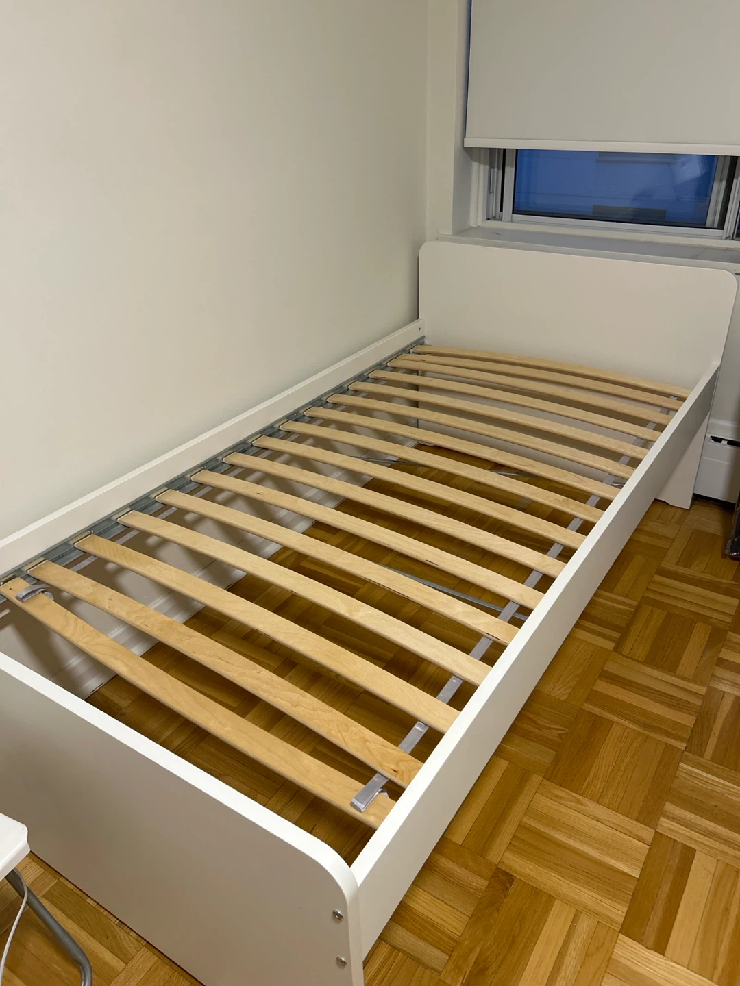 Moving sale! White Single Bed Frame with Wooden Slats