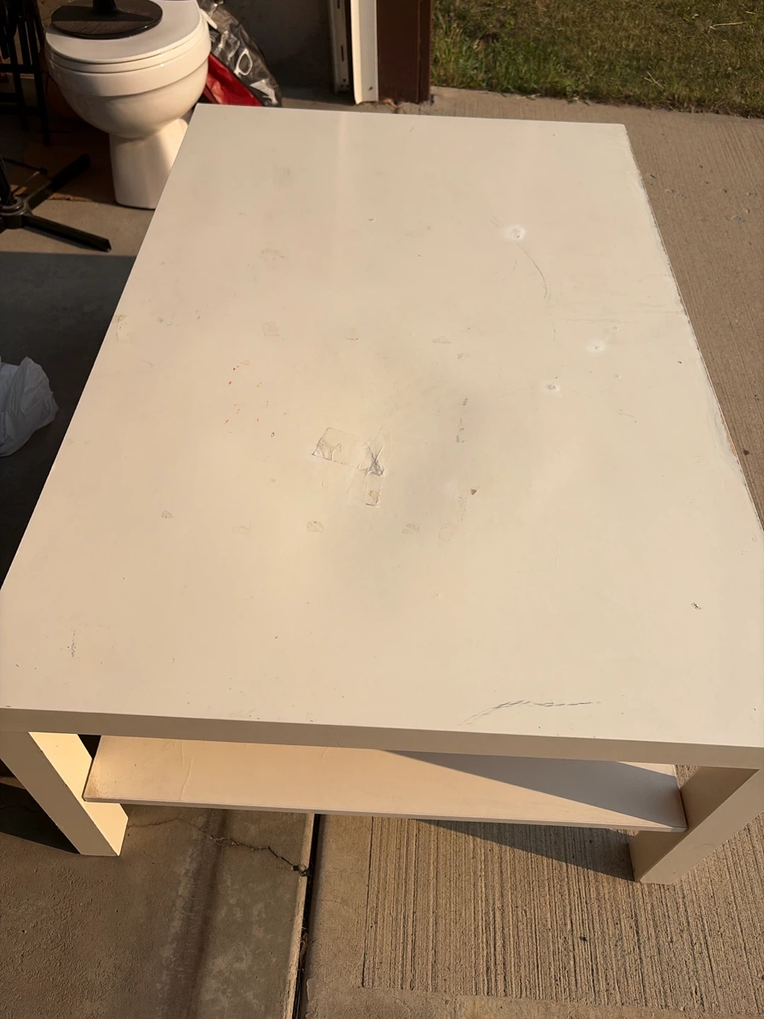 White Coffee Table with Shelf- moving sale