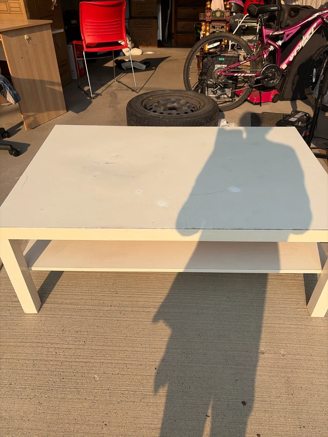 White Coffee Table with Shelf- moving sale - photo 2