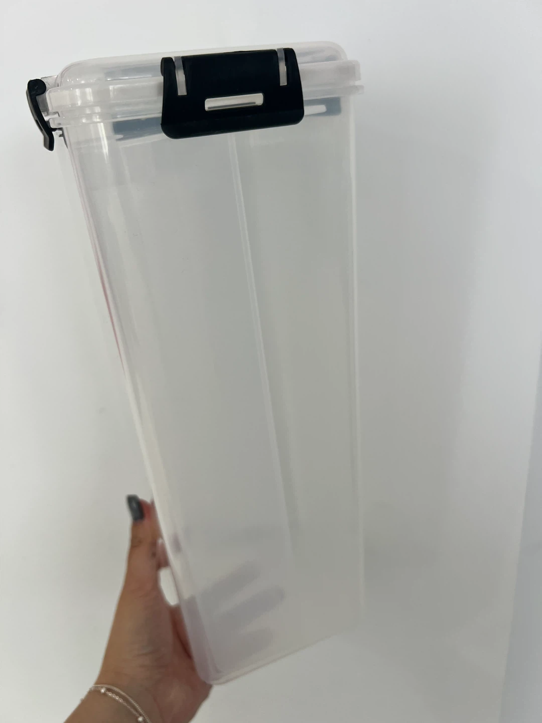Clear Storage Container with Black Latch Lid