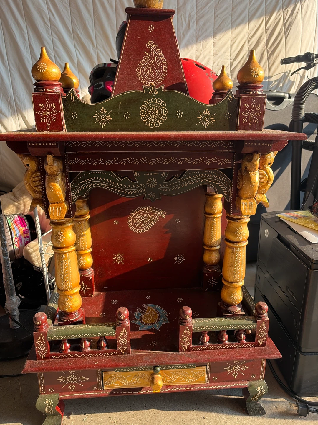 Hand-Painted Wooden Pooja Mandir- moving sale