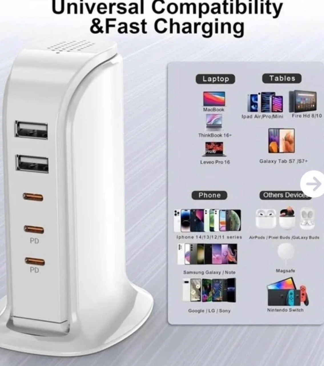 White 6-Port USB Charging Station - photo 2