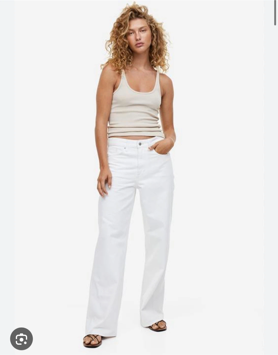 H&M 90s Baggy Regular Jeans White Size 12